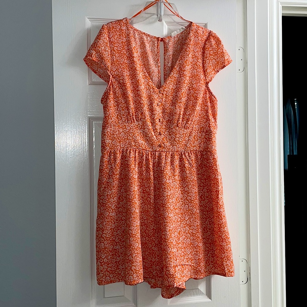 Orange floral LOVECRAZY romper